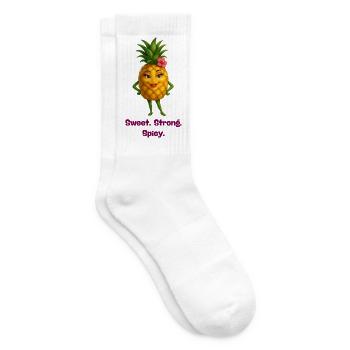 Ananas Held: Süß Stark Würzig - Tennissocken - Weiß - Rechts