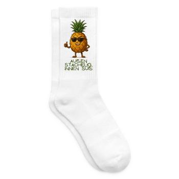 Außen Stachelig, Innen Süss Pineapple - Tennissocken - Weiß - Rechts