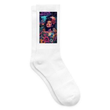Sirène florale néon - Chaussettes de tennis - blanc - Droite