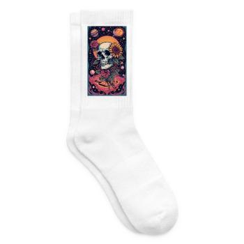 Schädel und Weltraumblume - Tennissocken - Weiß - Rechts