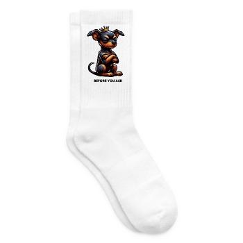 Before You Ask Zwergpinscher Pinscher Pinscherhund - Tennissocken - Weiß - Rechts