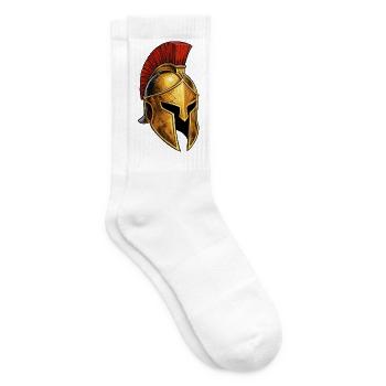 Goldener Spartanerhelm mit rotem Plume - Tennissocken - Weiß - Rechts