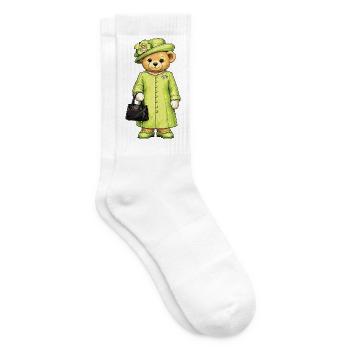 Royal Teddy Bear Design | Cute Vintage Teddy Bear - Tennis socks - white - Right
