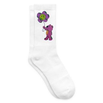 Panda ami fleur rose - Chaussettes de tennis - blanc - Droite