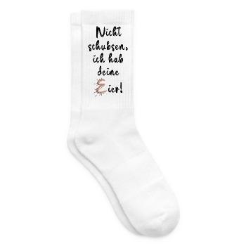 Nichts schubsen ich habe deine Eier.....! - Tennissocken - Weiß - Rechts