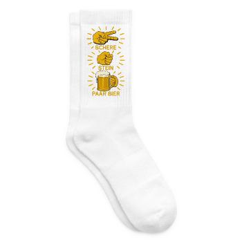Schere Stein und ein Paar Bier lustige Bier Spruch - Tennissocken - Weiß - Rechts