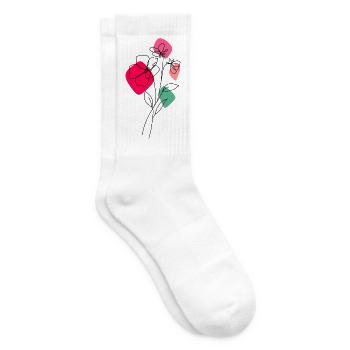 Lineart bouquet with color background - Tennis socks - white - Right