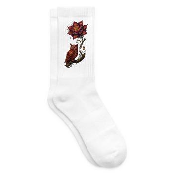 Luminescent Owl and Fire Flower - Tennis socks - white - Right