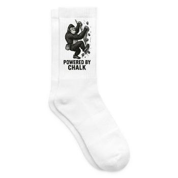 Gorilla Bouldern – Powered by Chalk Spruch - Tennissocken - Weiß - Rechts