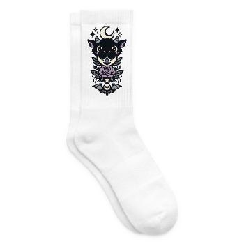 Monddämon mit Rose und Kristall - Tennissocken - Weiß - Rechts