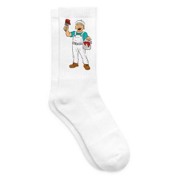 Maler mit Farbe - Tennissocken - Weiß - Rechts