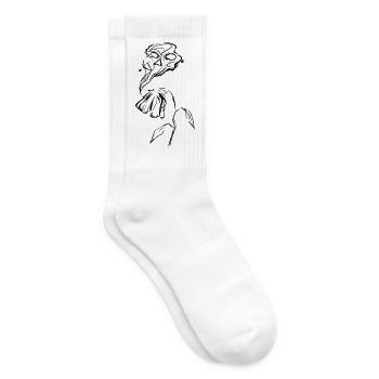 Welke Blume mit Totenkopf Rauch - Tennissocken - Weiß - Rechts