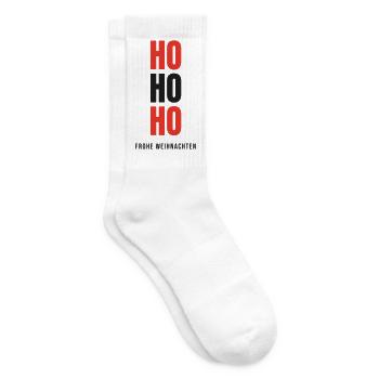 Ho Ho Ho Frohe Weihnachten Weihnachtsmann Spruch - Tennissocken - Weiß - Rechts