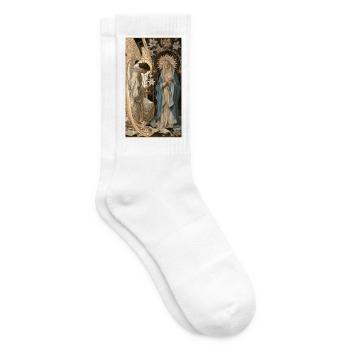 Engel und Jungfrau in Gold Blau - Tennissocken - Weiß - Rechts