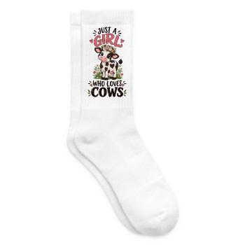 Just A Girl Who Loves Cows Farm Animal Lover Art - Tennissocken - Weiß - Rechts