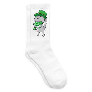 Katze Kleeblatt Glück - Tennissocken - Weiß - Rechts