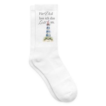 Für Dich lass ich das Licht an - Tennissocken - Weiß - Rechts