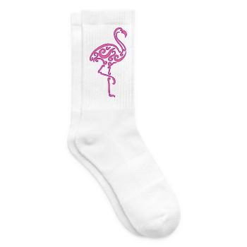 Rosa Flamingo - Tennissocken - Weiß - Rechts