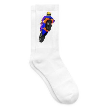 Extreme Wheelie with Motorbike at the Race - Tennis socks - white - Right
