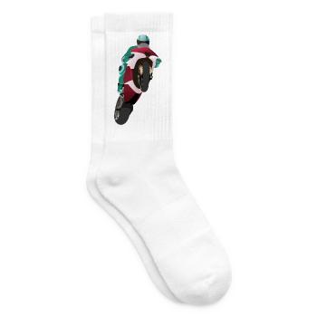Extreme Wheelie with Motorbike at the Race - Tennis socks - white - Right