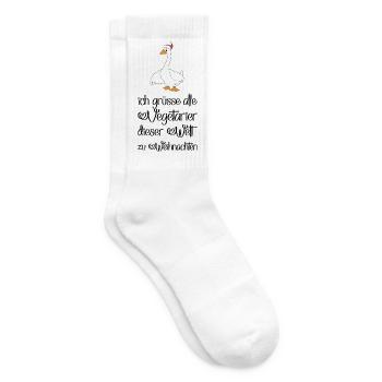 Lustige Geschenke für Vegetarier zu Weihnachten - Tennissocken - Weiß - Rechts