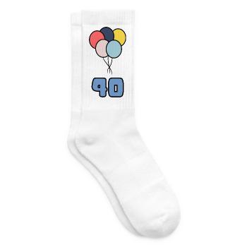 40. 40 YEARS. 40th ANNIVERSARY. BIRTHDAY 40 YEARS. - Tennis socks - white - Right