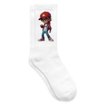 Cool Trendy Teenage Kid - Tennis socks - white - Right