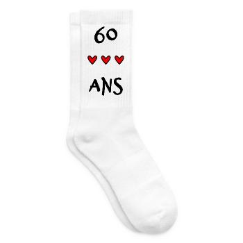 60. 60 JAHRE. 60. JAHRESTAG. 60. GEBURTSTAG. - Tennissocken - Weiß - Rechts