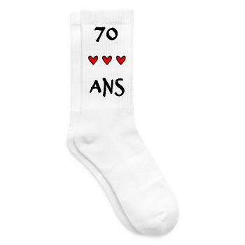 70. 70 JAHRE. 70. JAHRESTAG. 70-JÄHRIGES JUBILÄUM. - Tennissocken - Weiß - Rechts