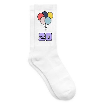 20. 20 ANS. 20e ANNIVERSAIRE. ANNIVERSAIRE 20 ANS. - Chaussettes de tennis - blanc - Droite