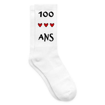 100. 100 ANS. 100e ANNIVERSAIRE. ANNIVERSAIRE 100 - Chaussettes de tennis - blanc - Droite
