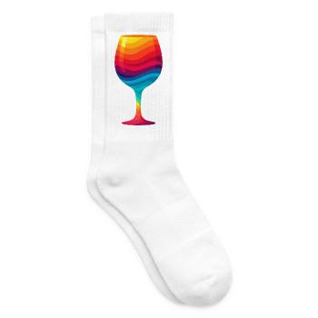 Colorful wine glass - Tennis socks - white - Right