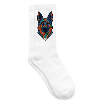 Geometrischer Deutscher Schäferhund – Bunter Hund A - Tennissocken - Weiß - Rechts