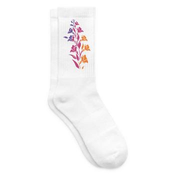 Colorful Floral Branch - Tennis socks - white - Right