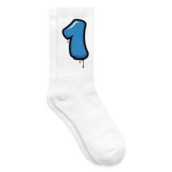 Blue number one design - Tennis socks - white - Right