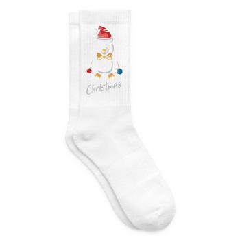 Merry Christmas Pinguin mit Weihnachtsmütze - Tennissocken - Weiß - Rechts