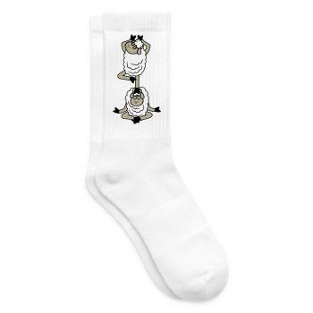 Sheep Tired Sleepy Yoga Stacked Balance Medita - Tennis socks - white - Right