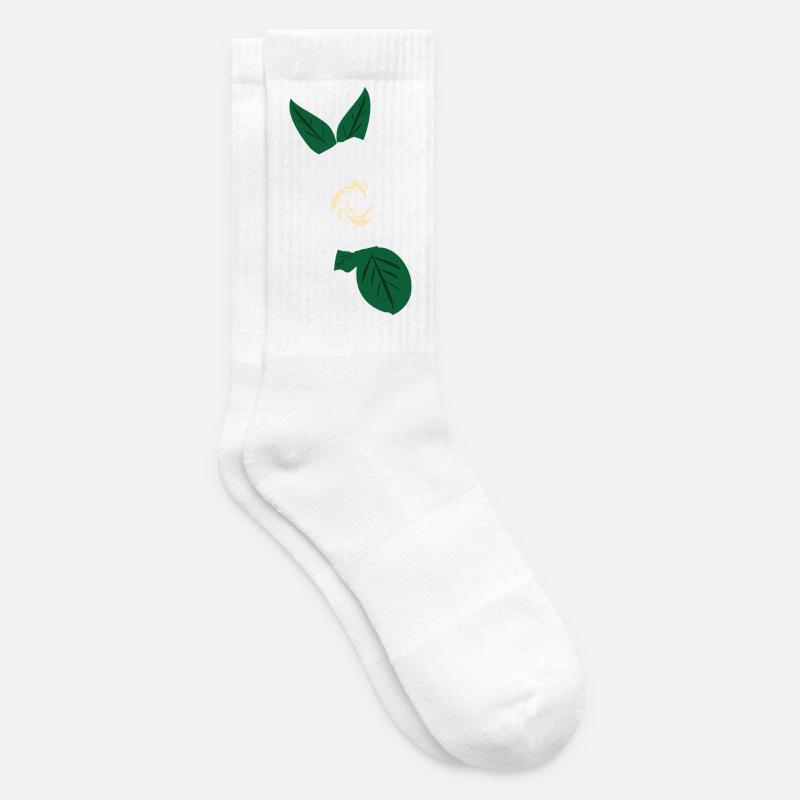 Weiße Rose mit grünen Blättern - Tennissocken - Weiß