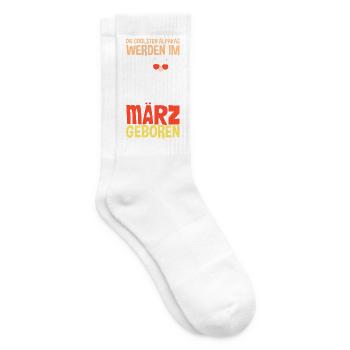 March Birthday Alpaca Saying Funny - Tennis socks - white - Right