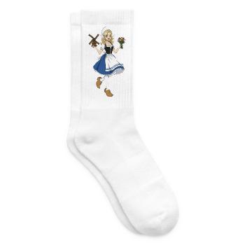 Holland Girl Tulpen und Windmühle - Tennissocken - Weiß - Rechts