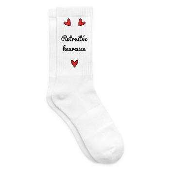 RETRAITEE. RETRAITE. BONNE RETRAITE. ANNIVERSAIRE - Chaussettes de tennis - blanc - Droite
