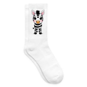 Kawaii Zebra Caricature Pattern - Tennis socks - white - Right