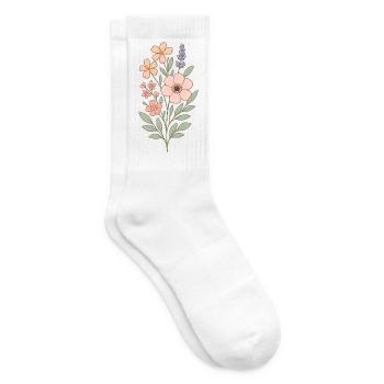 Pastel Flowers Watercolor Bouquet - Tennis socks - white - Right