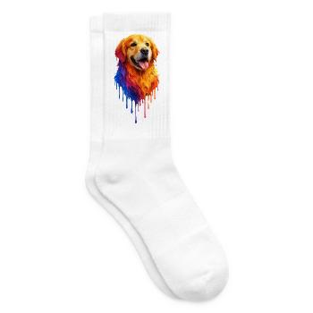 Golden Retriever in bright colors - Tennis socks - white - Right