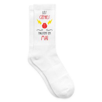 Les Génies Naissent en Mai Cadeau Anniversaire - Chaussettes de tennis - blanc - Droite