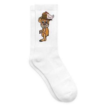 Héros chien avec chapeau et coq - Chaussettes de tennis - blanc - Droite