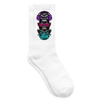 Three monkeys hear nothing see say neon - Tennis socks - white - Right