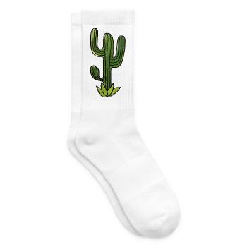 Gestreifte Kaktus-Linienzeichnung - Tennissocken - Weiß - Rechts