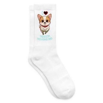 Mud Splash Corgi Joy Süßes Hundedesign - Tennissocken - Weiß - Rechts