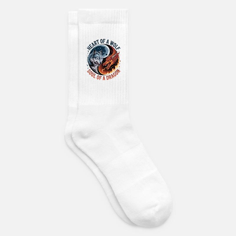 Herz des Wolfes, Seele des Drachen - Tennissocken - Weiß